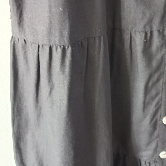 ESQUALO black cotton/linen tiered dress with puff sleeves - Picture 6 of 12